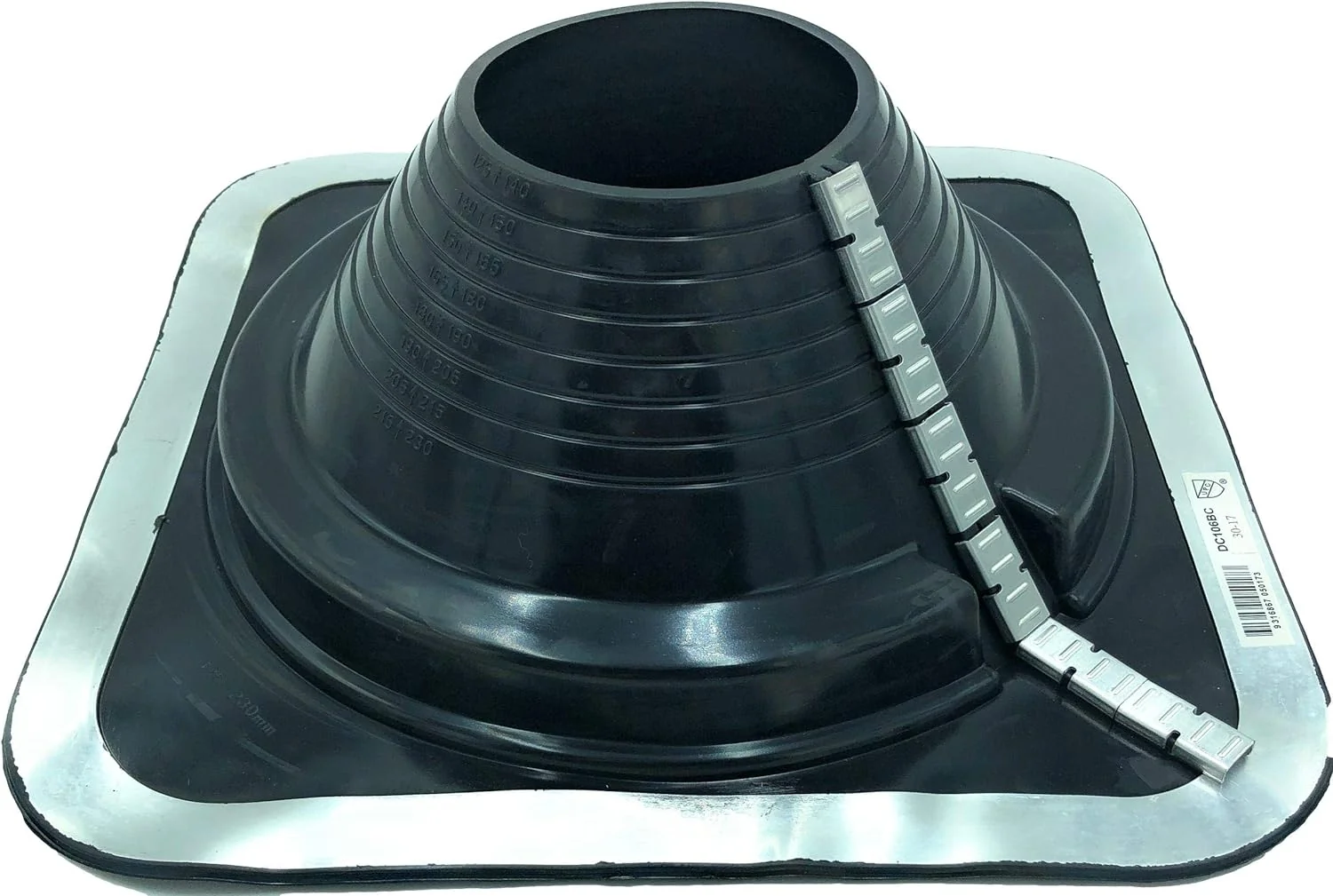 Dektite Black EPDM Zipper Combo Square Base - Retrofit Metal Roofing Pipe Flashing Boots - Image 6